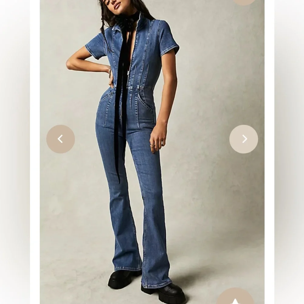 New: Free People We The Free Jayce Flare Leg Jumpsuit. Size Large